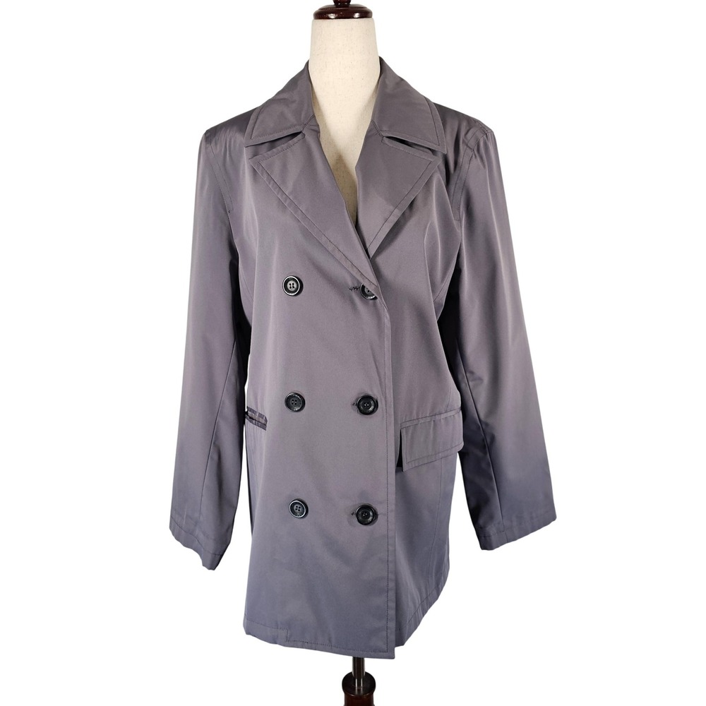 Braetan Jacket Womens Medium Gray Double Breasted Coat Polyester‎ Nylon Classic